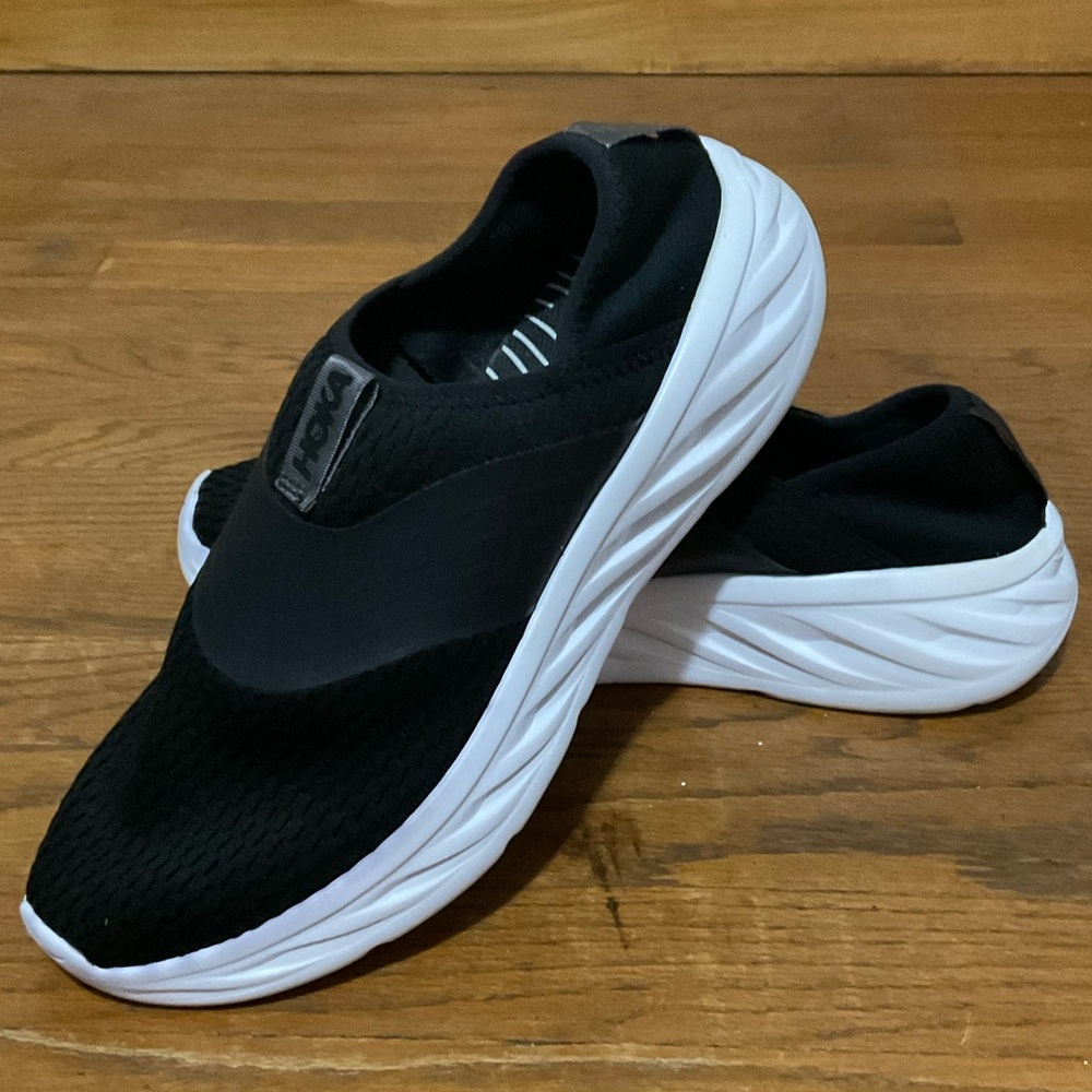Hoka One One Black and White Slip-On Sneakers - Picture 4 of 11